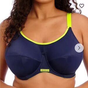 Elomi Energise Underwire Sports Bra Navy Blue J-Hook NWT - Size 34K